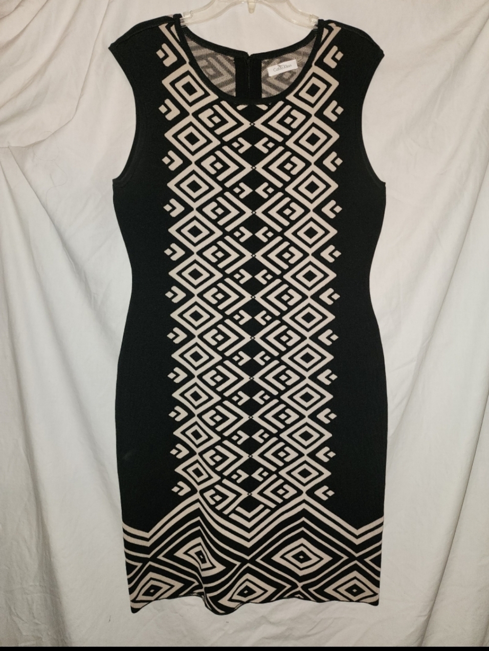 Calvin klein womens size large black tan stretch sweater dress
